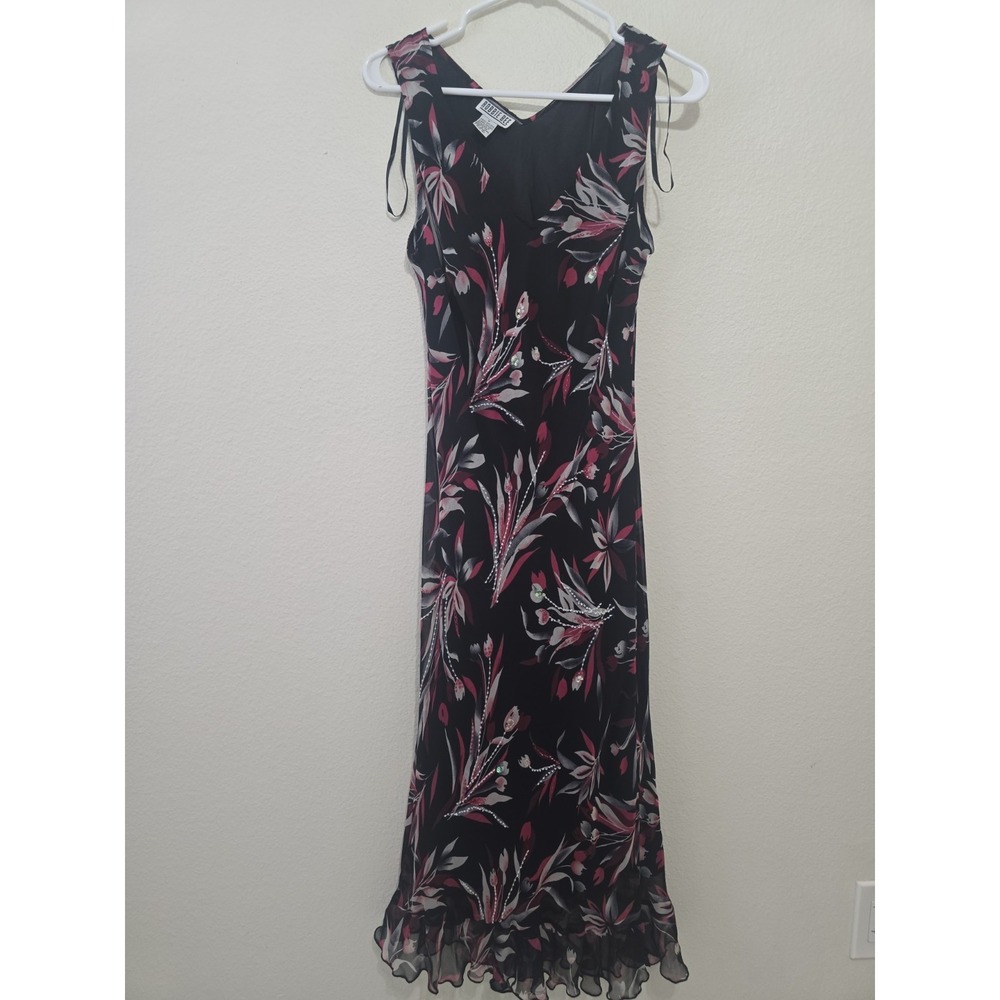 vintage robbie bee‎ pink and black beaded dress set  12